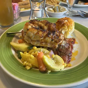 Lobster tail with veggie mix and twice baked potato