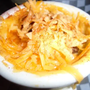 Mac &amp; Cheese Soup, close-up.
