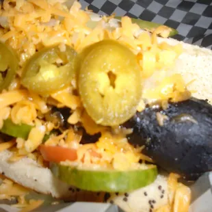 Chicago Style Hot Dog, close-up.