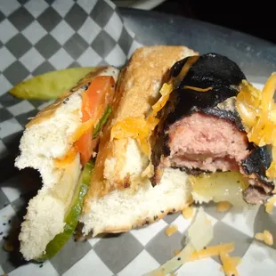 Chicago Style Hot Dog - blackened on the outside - very good!