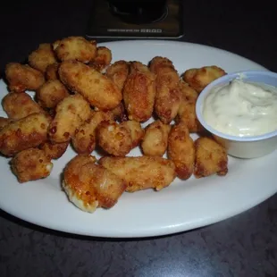 Ellsworth Cheese Curds with dipping sauce.