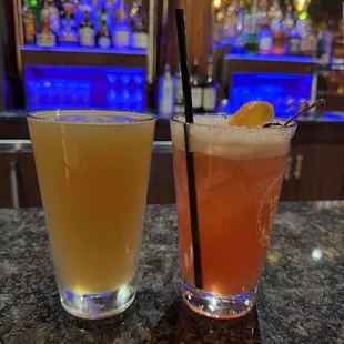 Draft beer on left