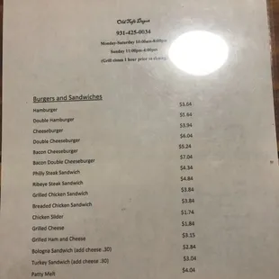 the menu