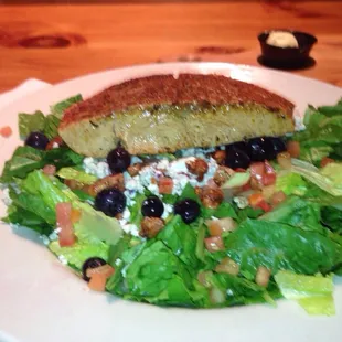 Black and blue salad with salmon