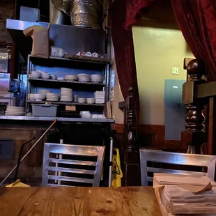 Table near bathroom