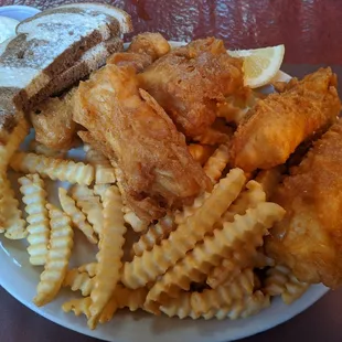 All you can eat haddock with crinkle cut french fries