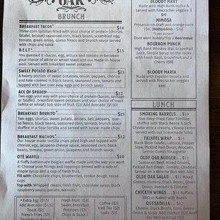 Brunch menu