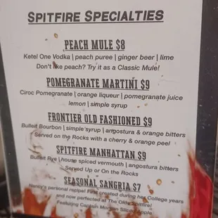the menu