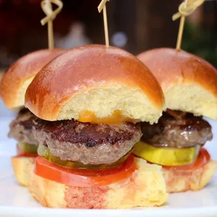 two hamburgers on a plate