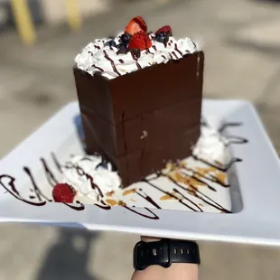 a piece of chocolate cake