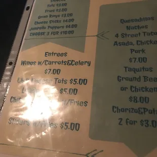 menu