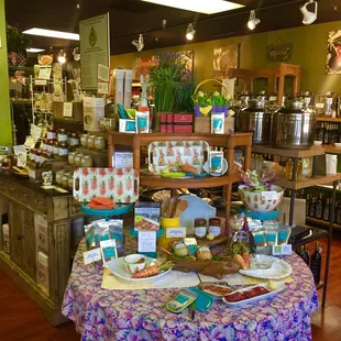 a table with a variety of food items