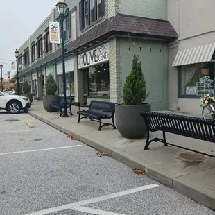 an empty street in a small town