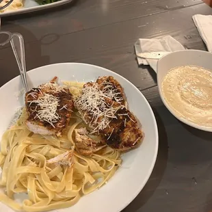 Blackened Chicken Alfredo (I get the sauce on the side)