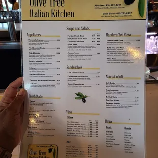 Front of menu