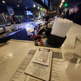 Sitting at the bar for dinner