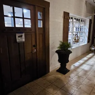 the entrance to the restaurant