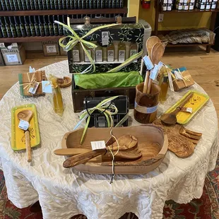 a table with a variety of olives