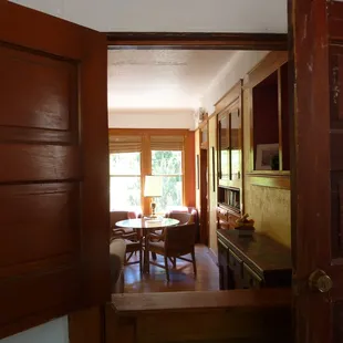 view from the kitchen into the common area