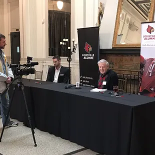 2017 UofL Alumni's Bracketology event -- Denny Crum and Luke Hancock in the lobby for a meet &amp; greet.