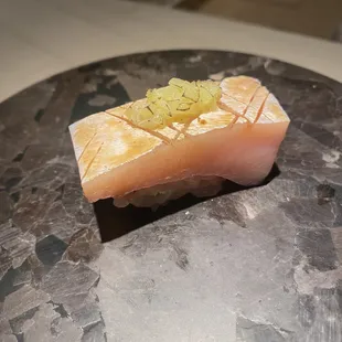 a piece of raw fish