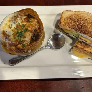 Soup and Omega Grilled Cheese Sandwich