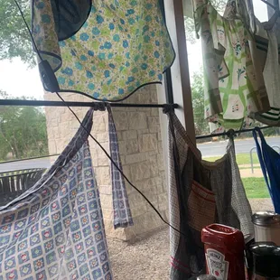 Curtains made of aprons