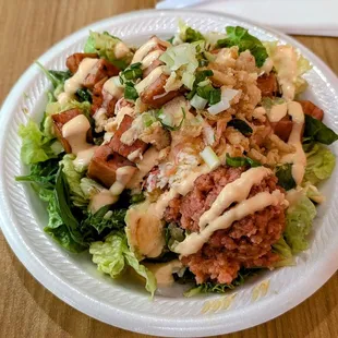 Sushi poke bowl with salad