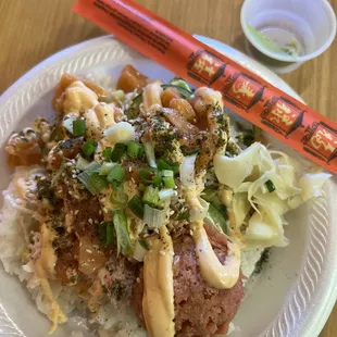 Salmon and Spicy Tuna Poke Bowl