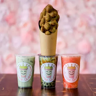Matcha bubble waffle, boba IG: michellelieats