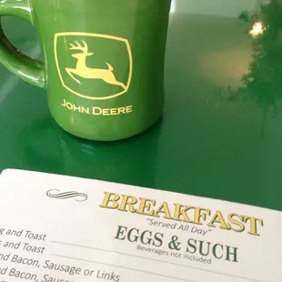 John Deere Green tables, and a matching mug!