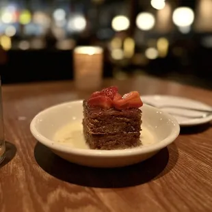 Strawberry pudding cake - served warm and decadent without being too rich