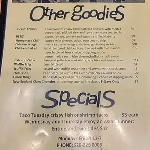 Menu as of 2/21