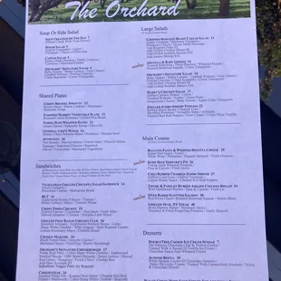 Menu as of 7/3/22