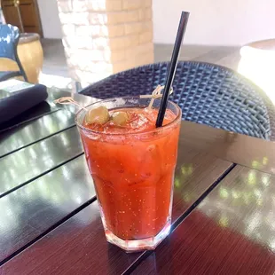a bloody drink on a table
