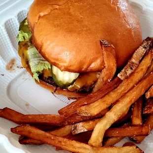 Classic cheeseburger and fries