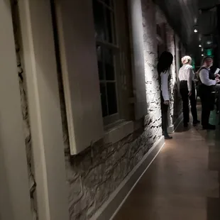 a group of people in a restaurant