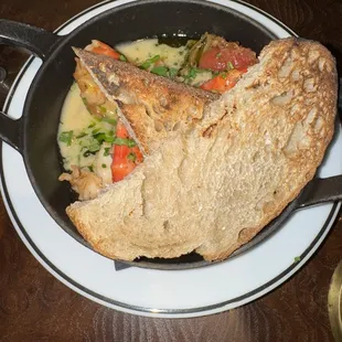 Shrimp scampi toast