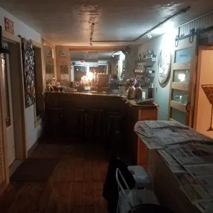 a kitchen and dining area