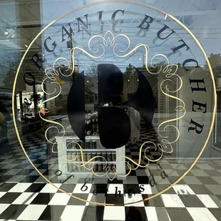 a sign in the window