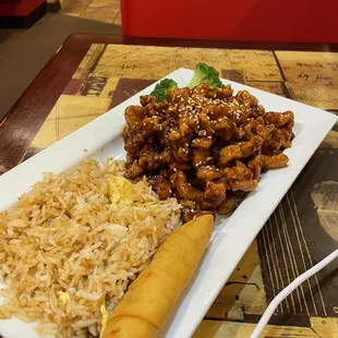 Sesame chicken. Spring roll