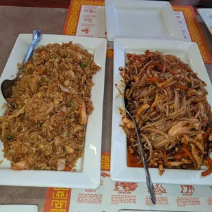 Shrimp fried rice and Szechuan chicken, no celery