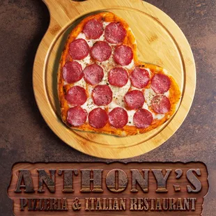a heart shaped pizza