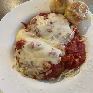 Chicken Parmigiana with Spaghetti