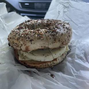 Sausage, Egg &amp; Cheese on an everything bagel