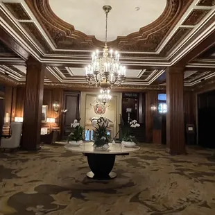 The Interior of The Beautiful Omni Parker House Hotel in Boston where The Boston Cream Pie was invented in 1856