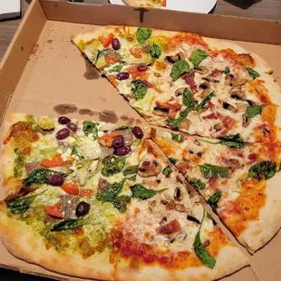 a whole pizza in a box