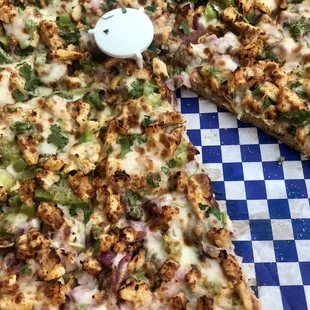 Chicken tikka pizza.