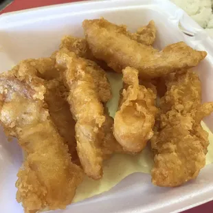 Amazing, greasy, delicious chicken fingers.