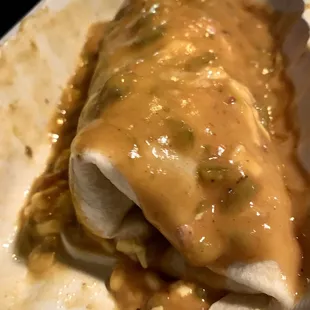 Steak smothered burrito